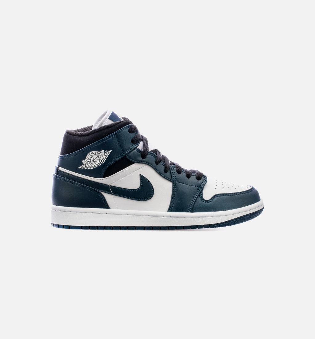 Air Jordan 1 Mid Dark Teal Mens Lifestyle Shoes Black Armory Navy