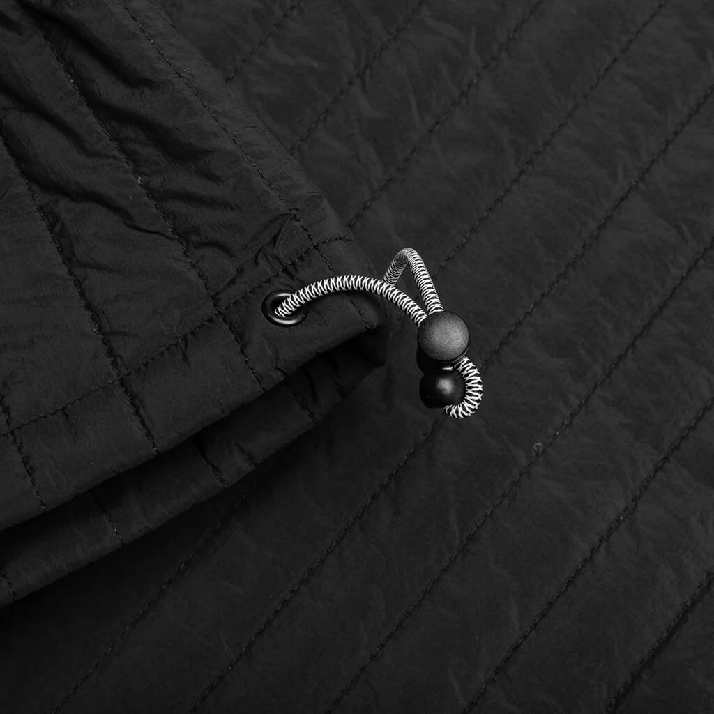 Patches Quilted Zip Hoodie Black