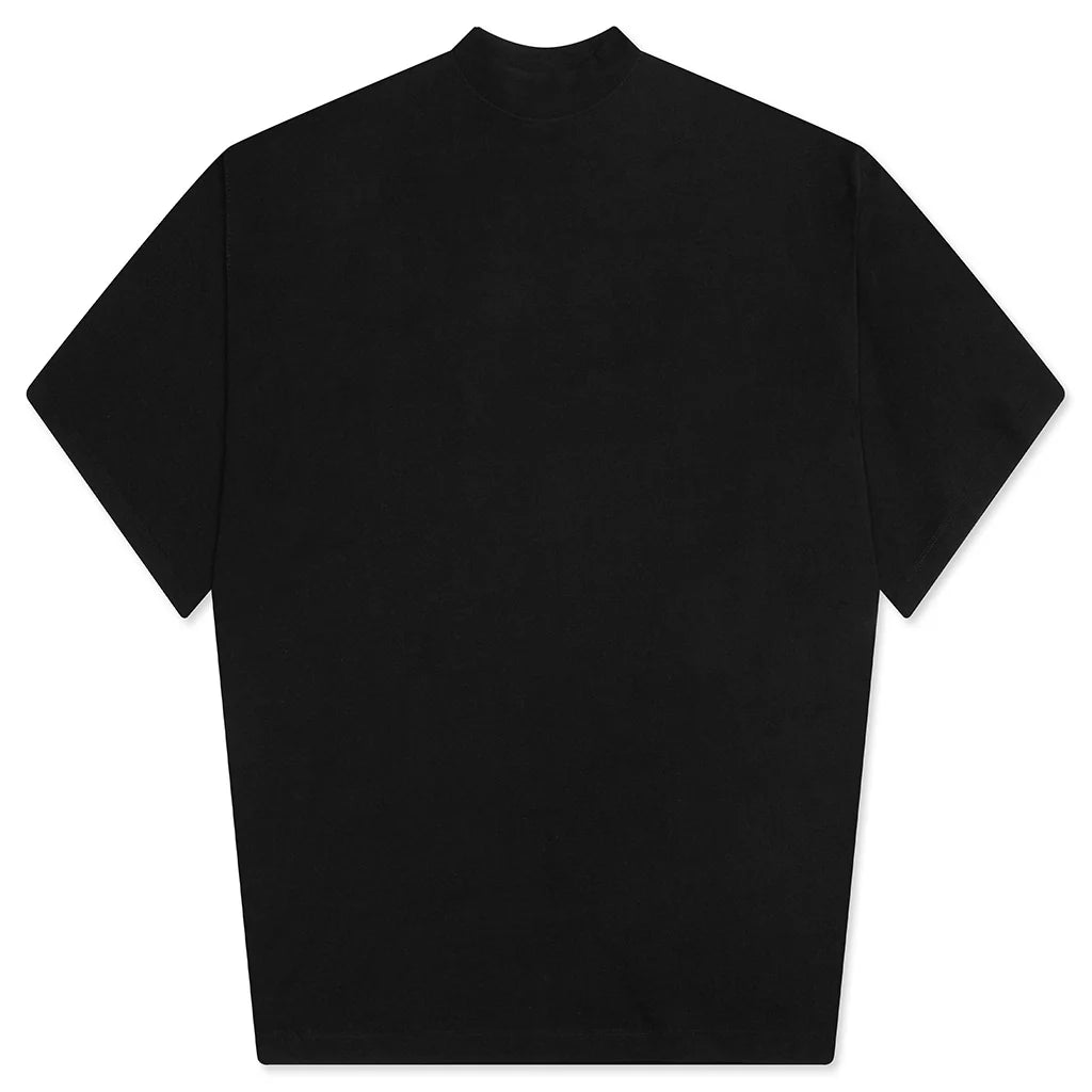 Mock Neck Boxy Fit T Shirt Black