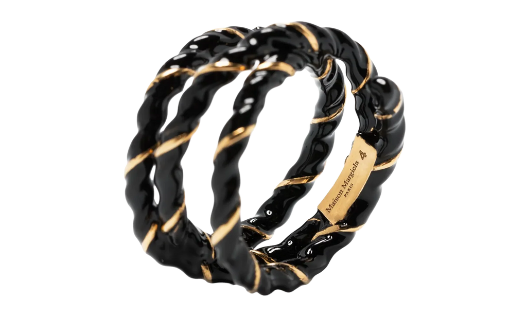 GOLD PLATED TWISTED RING "Black / Gold" SM1UQ0108P6477967