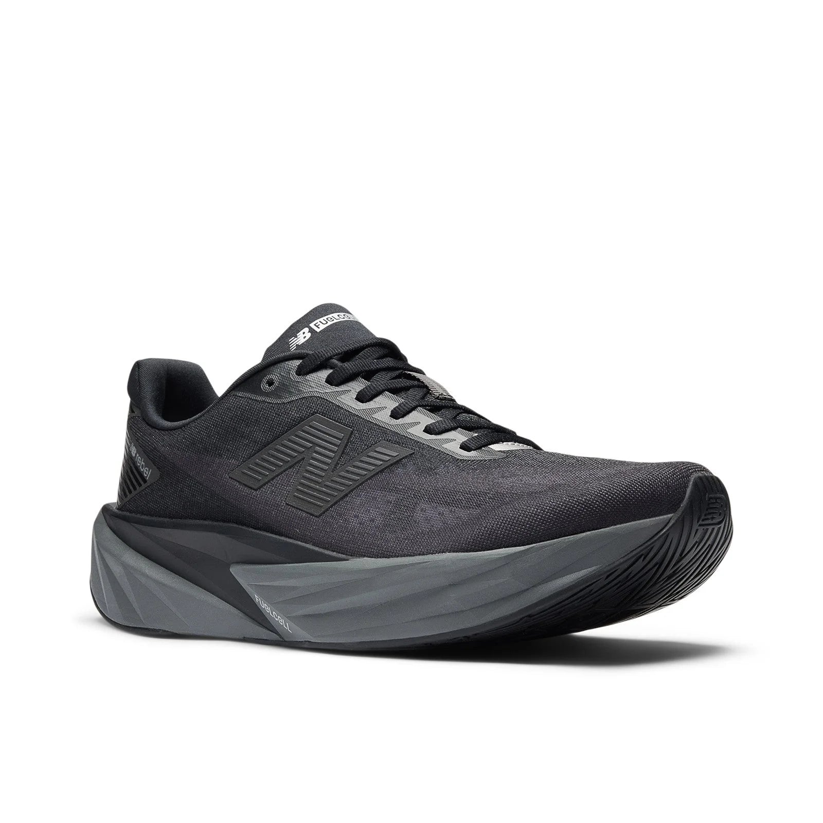 Men's FuelCell Rebel v5 in Black with Castlerock and Silver Metallic