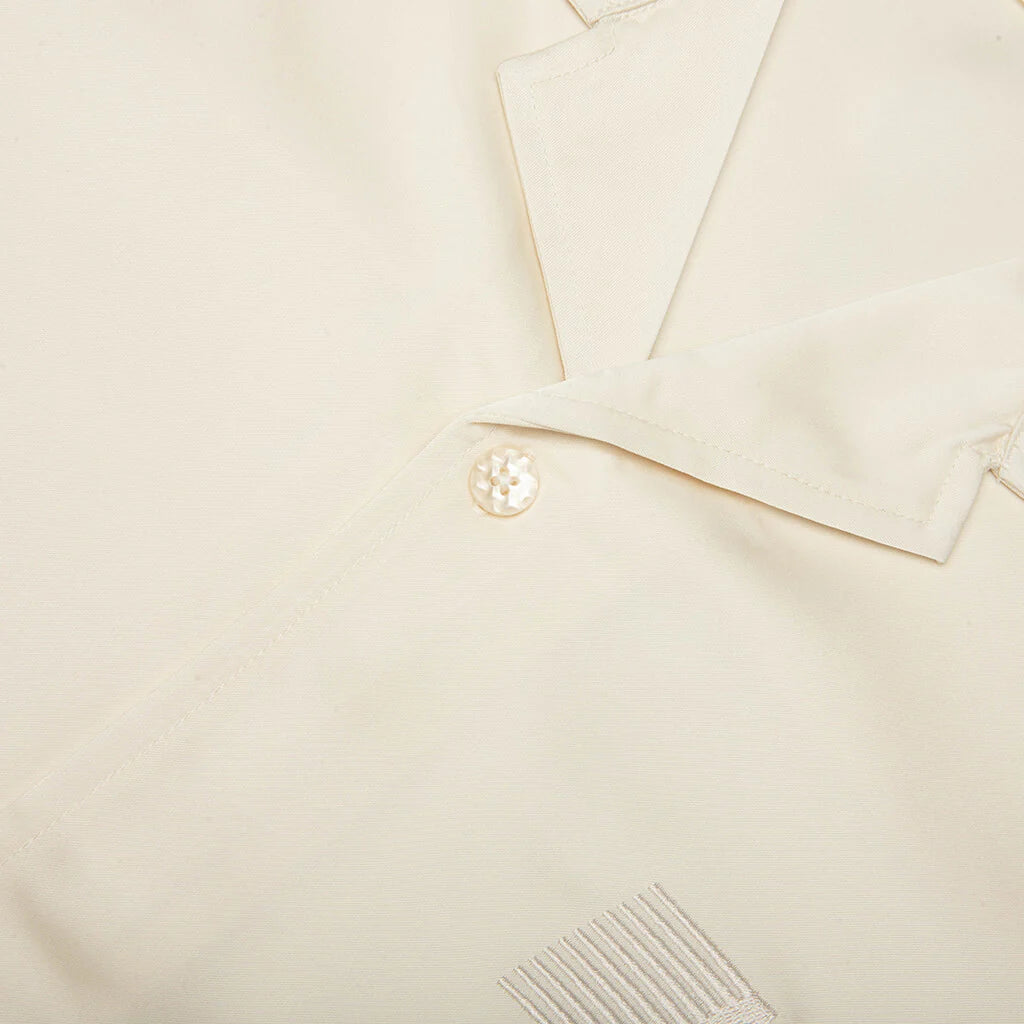 Satin Chest Logo Camp Collar Sand