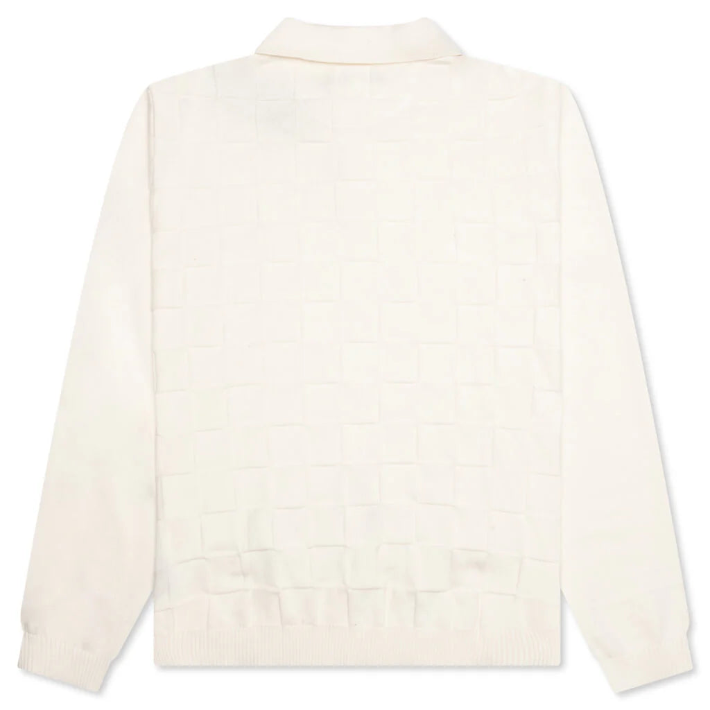 Palmer Checked L S Sweater Polo Clubhouse Cream