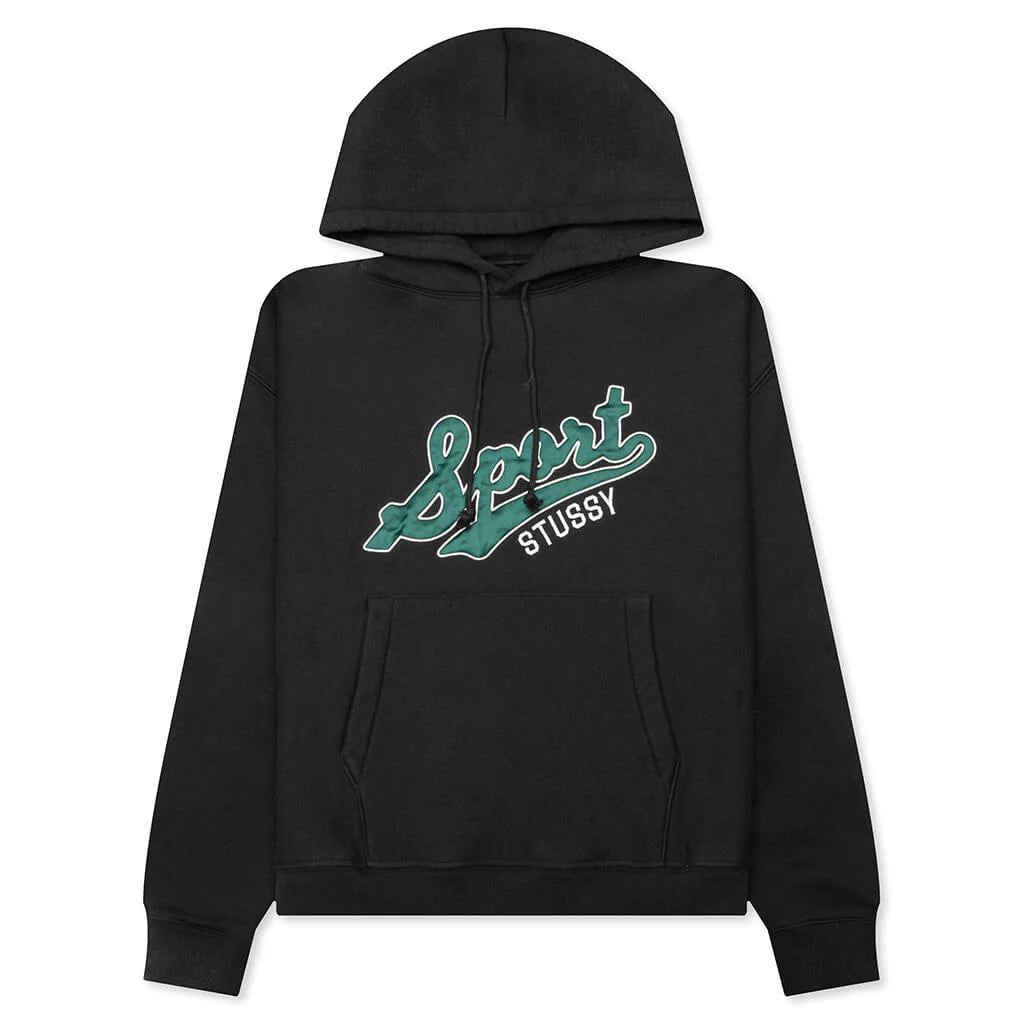 Satin Patch Oversized Hood Washed Black
