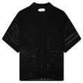 Pointelle Crochet Camp Collar Black