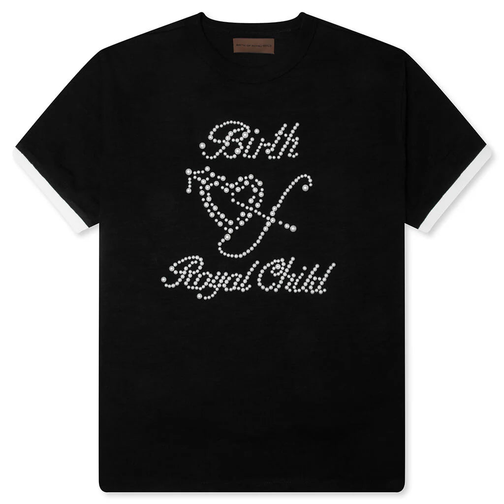 Pearl Patchwork S S T Shirt Black
