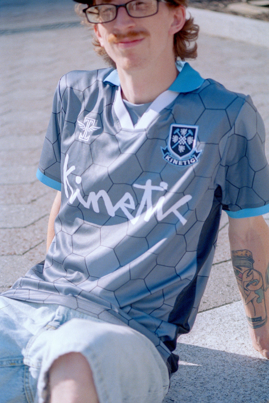 Kinetic Rodney Square Soccer Jersey Blue Grey