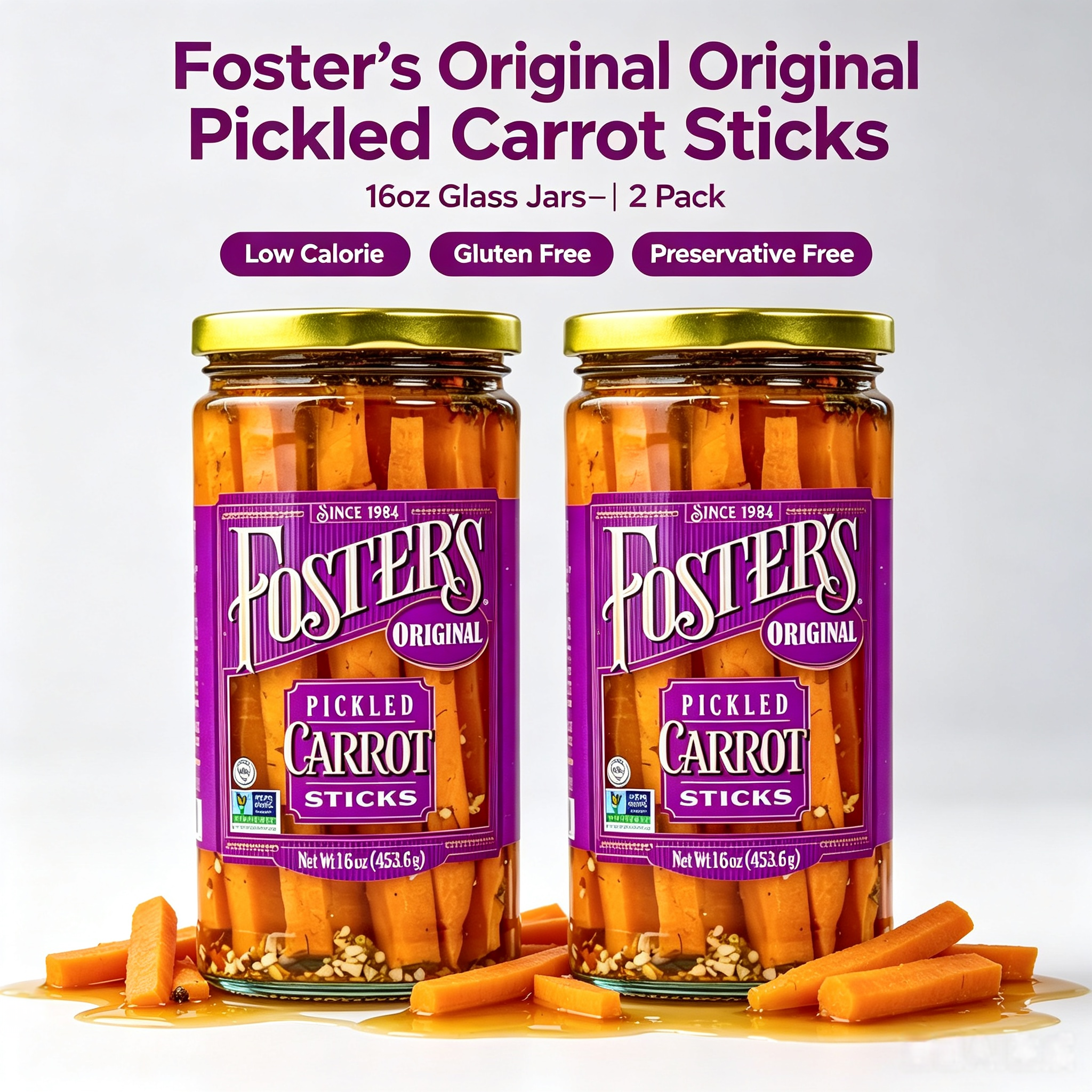 Foster's Original Pickled Carrot Sticks 16oz 2 Pack