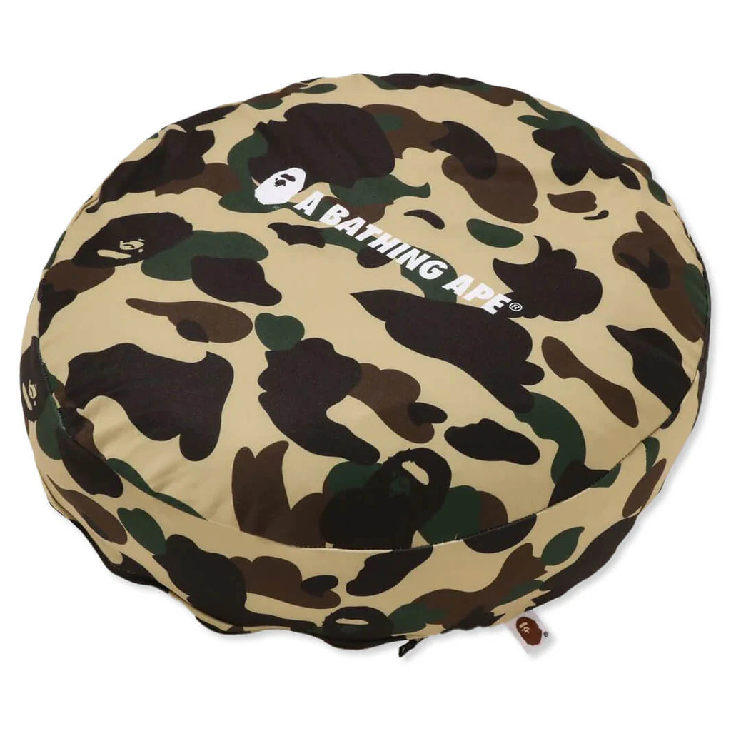 1st Camo Circle Fluffy Beads Cushion Yellow