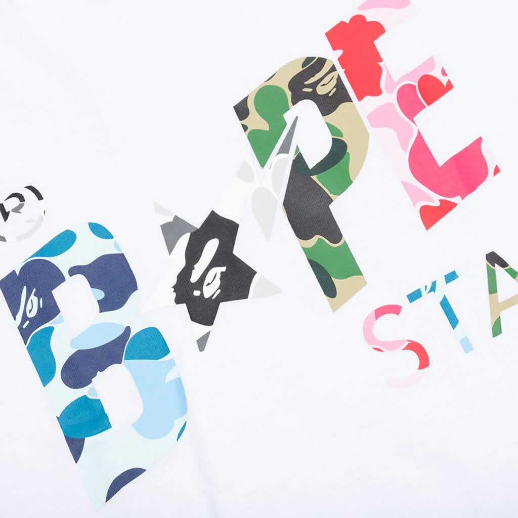 ABC Camo Crazy Bape Sta Logo Tee White