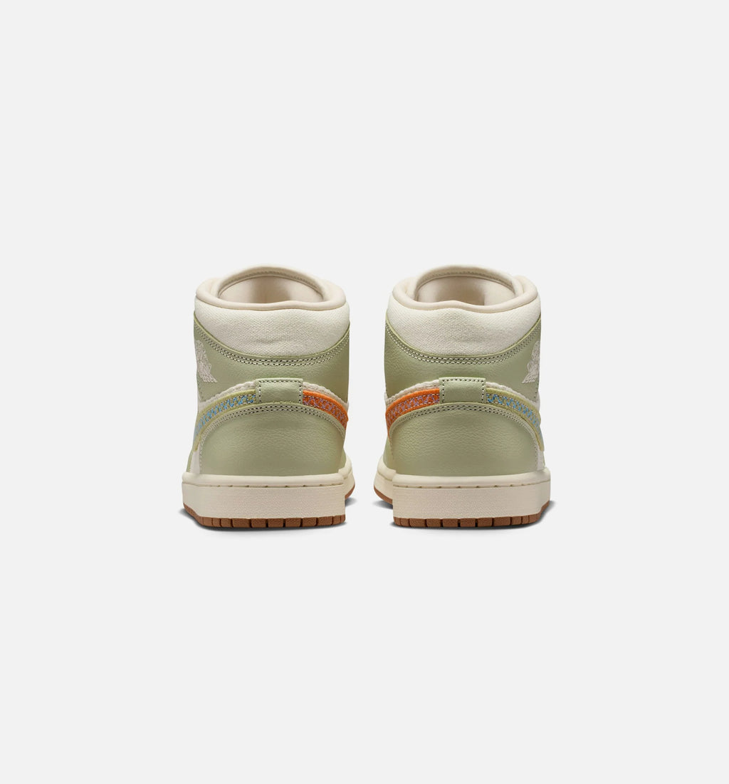 Air Jordan 1 Mid SE Womens Lifestyle Shoe Olive Aura Pearl White Lawn