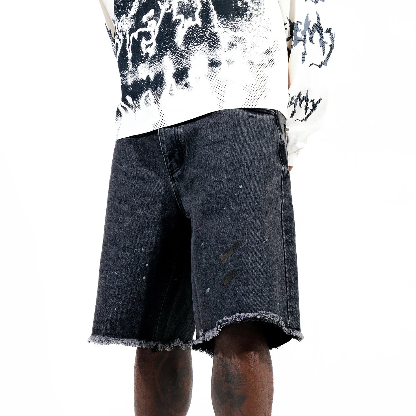 Berry Wide Denim Short Vintage Black