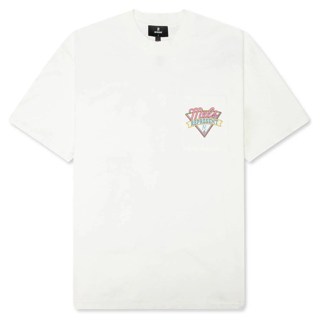 Represent x Mels Diner T Shirt Flat White
