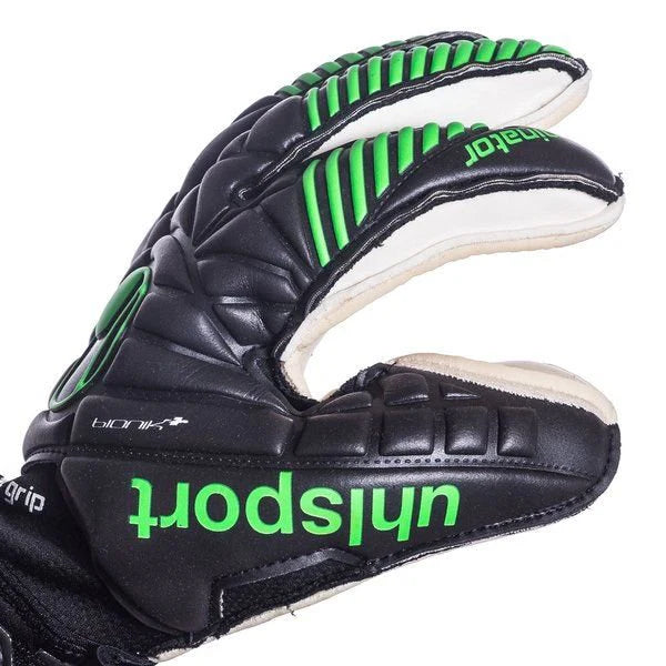 Uhlsport Eliminator Absolut Grip Bionik Goalkeeper Gloves Black Fluo Green