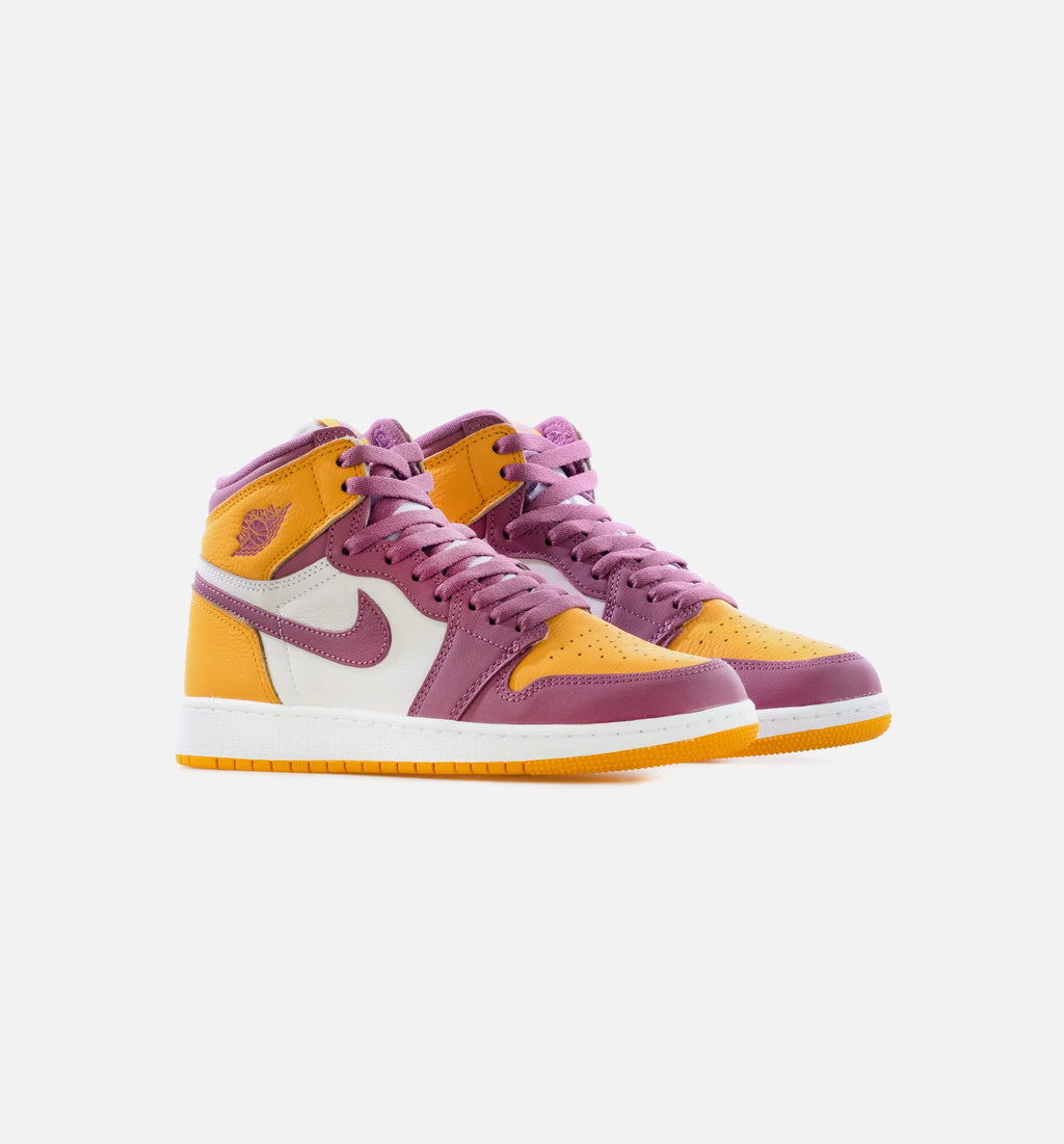 Air Jordan 1 Retro High OG Brotherhood Grade School Lifestyle Shoe University Gold Light Bordeaux Limit One Per Customer