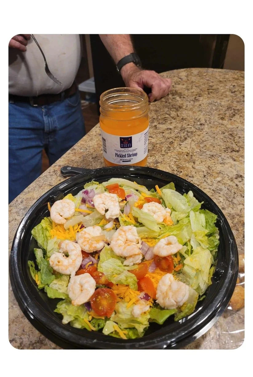 Cajun Spicy Pickled Shrimp 12oz Jar | Tangy Marinated Mississippi Gulf Shrimp Ready-to-Eat Seafood Snack