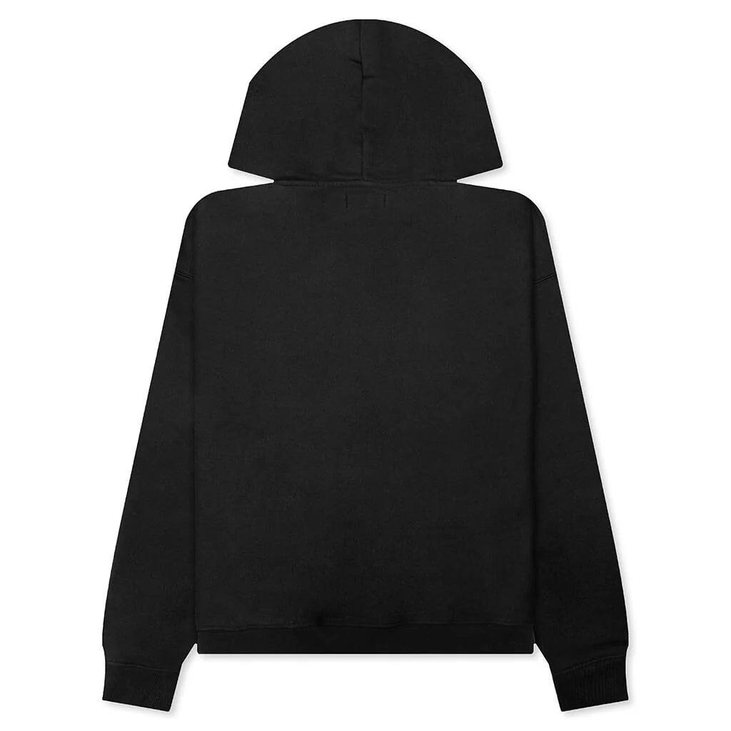 Satin Patch Oversized Hood Washed Black