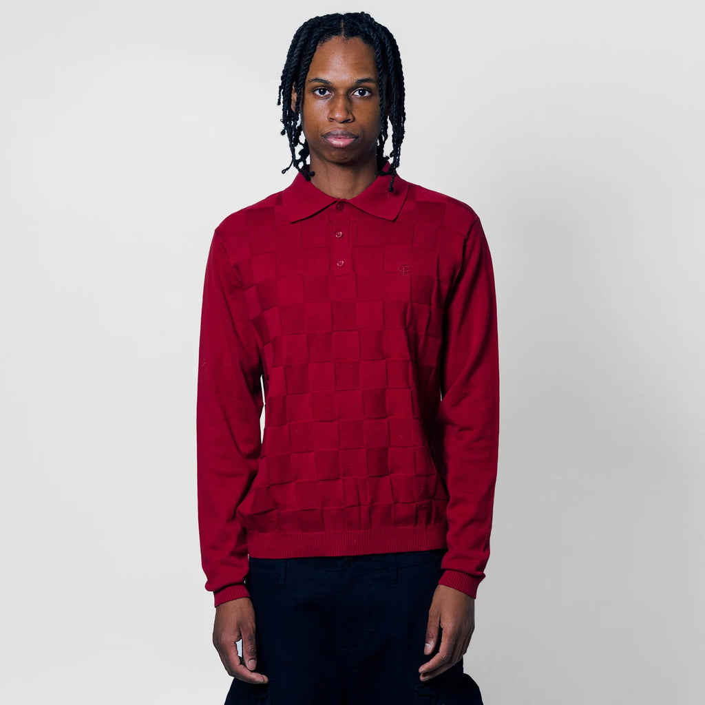 Palmer Checked L S Sweater Polo Tips Black