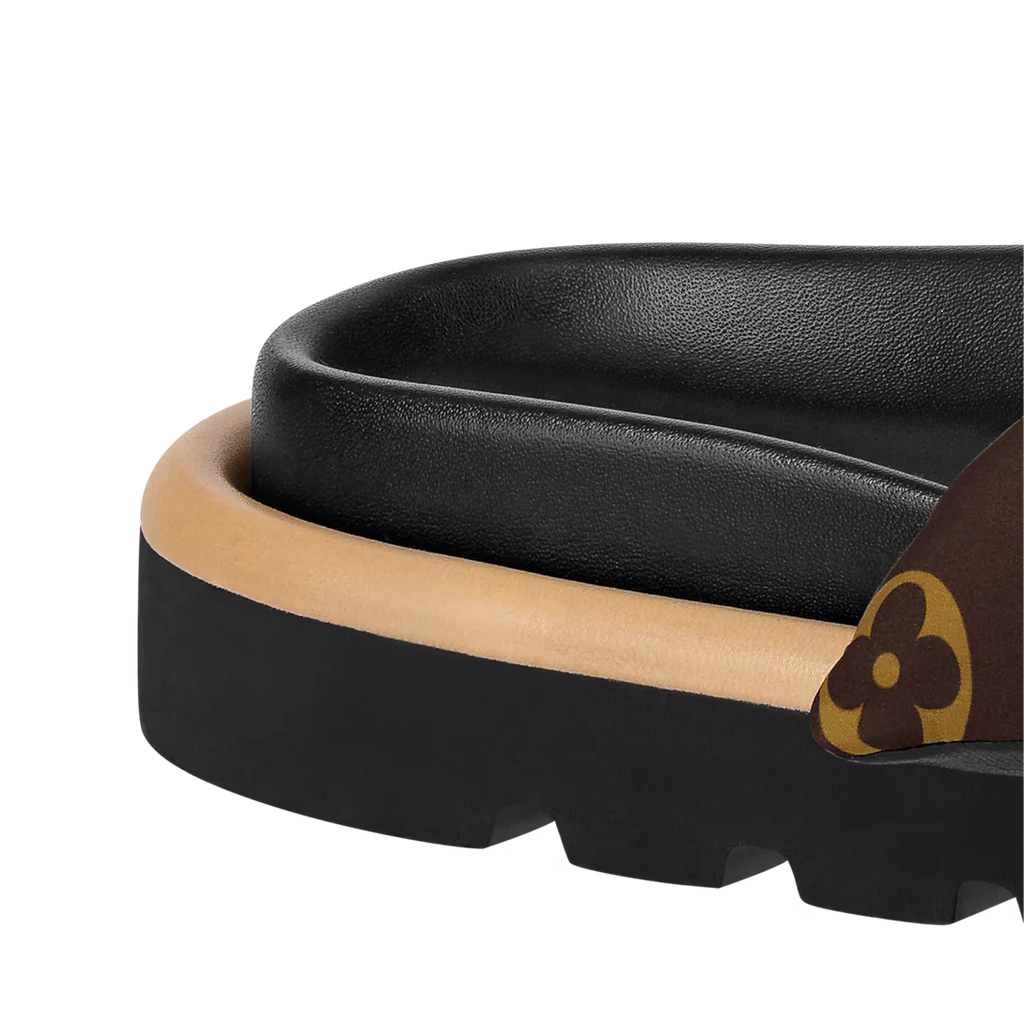 LV Pool Pillow Flat Comfort Mule Cocoa Brown