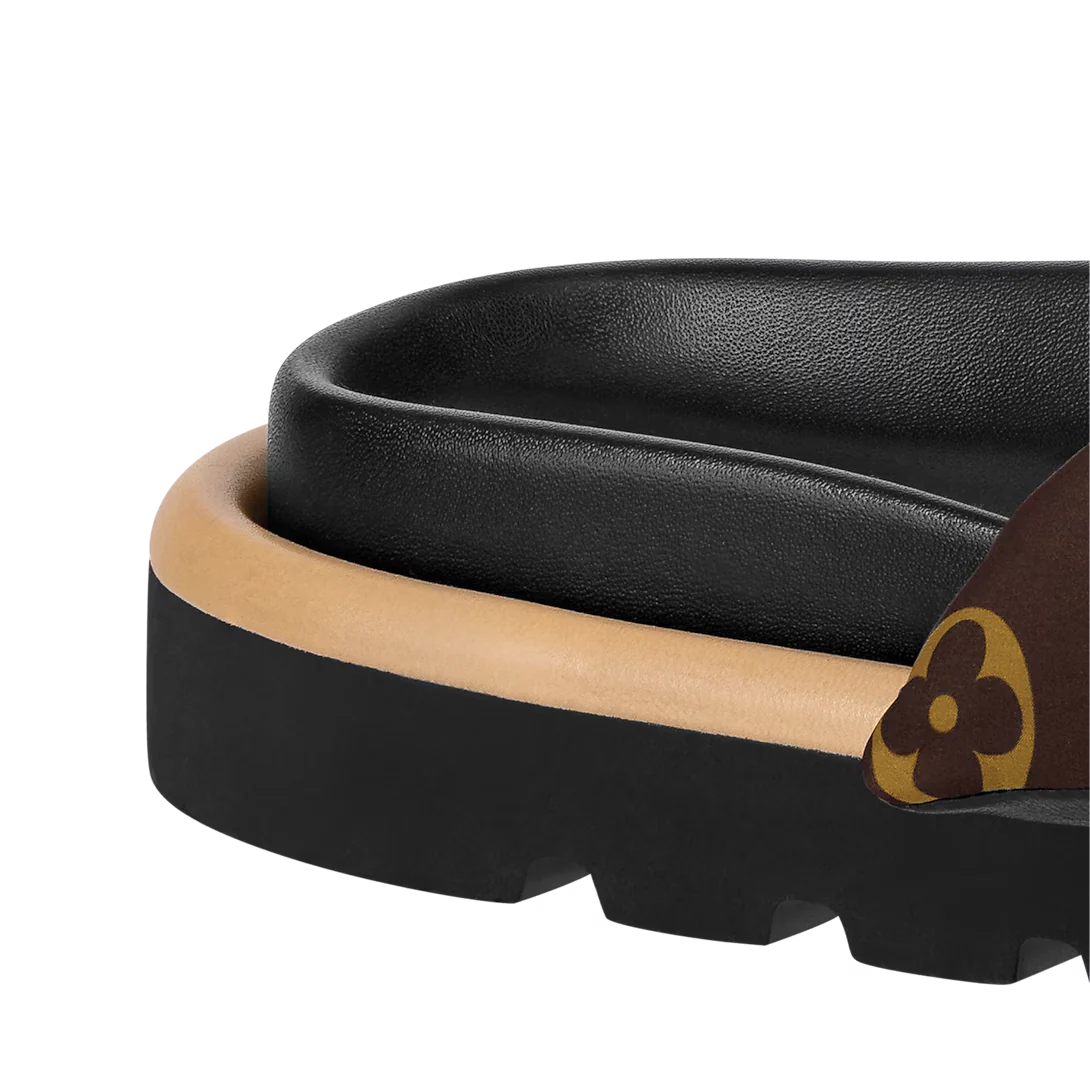 LV Pool Pillow Flat Comfort Mule Cocoa Brown