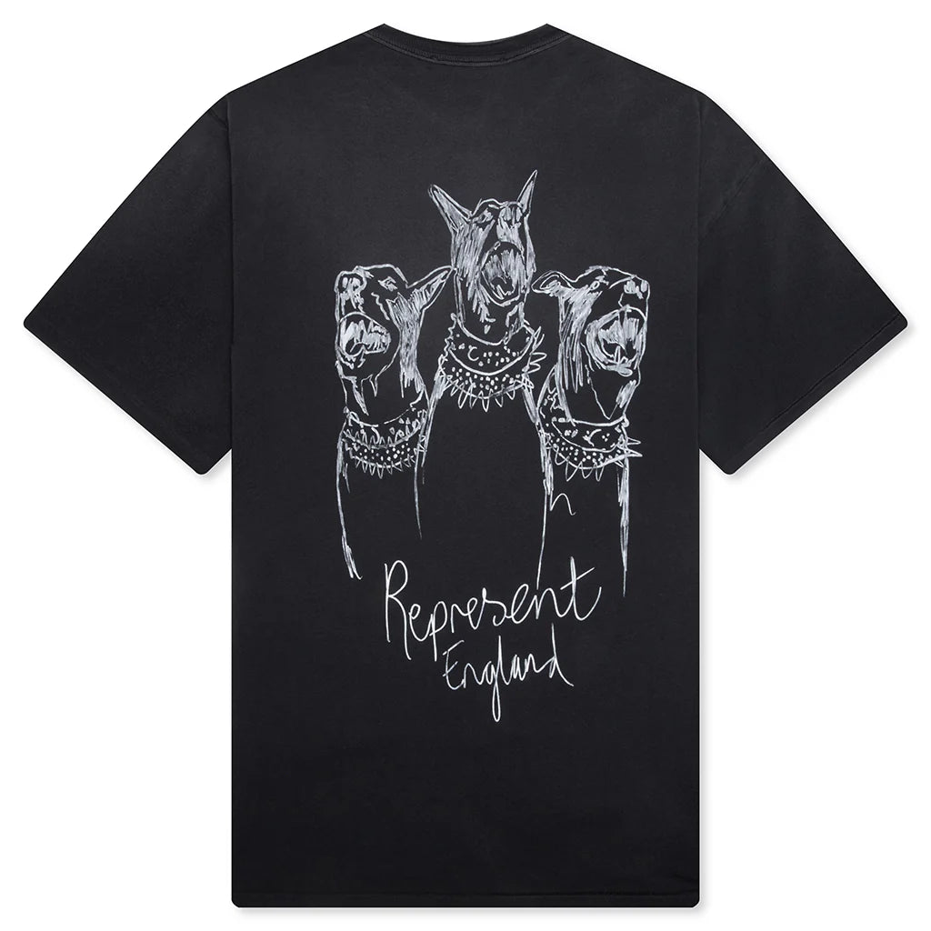 Hand Drawn Thoroughbred Dogs T Shirt Aged Black