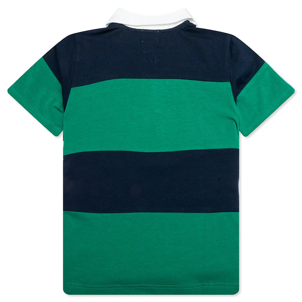 Kids College Panel Stripe Polo Shirt Navy