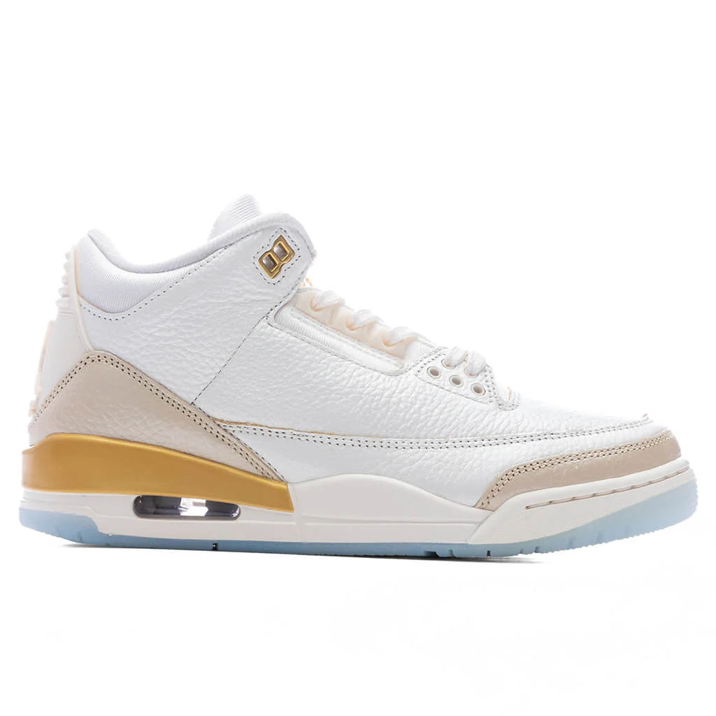 Womens Air Jordan 3 Retro Champagne and Oysters Sail Team Gold Pale Ivory
