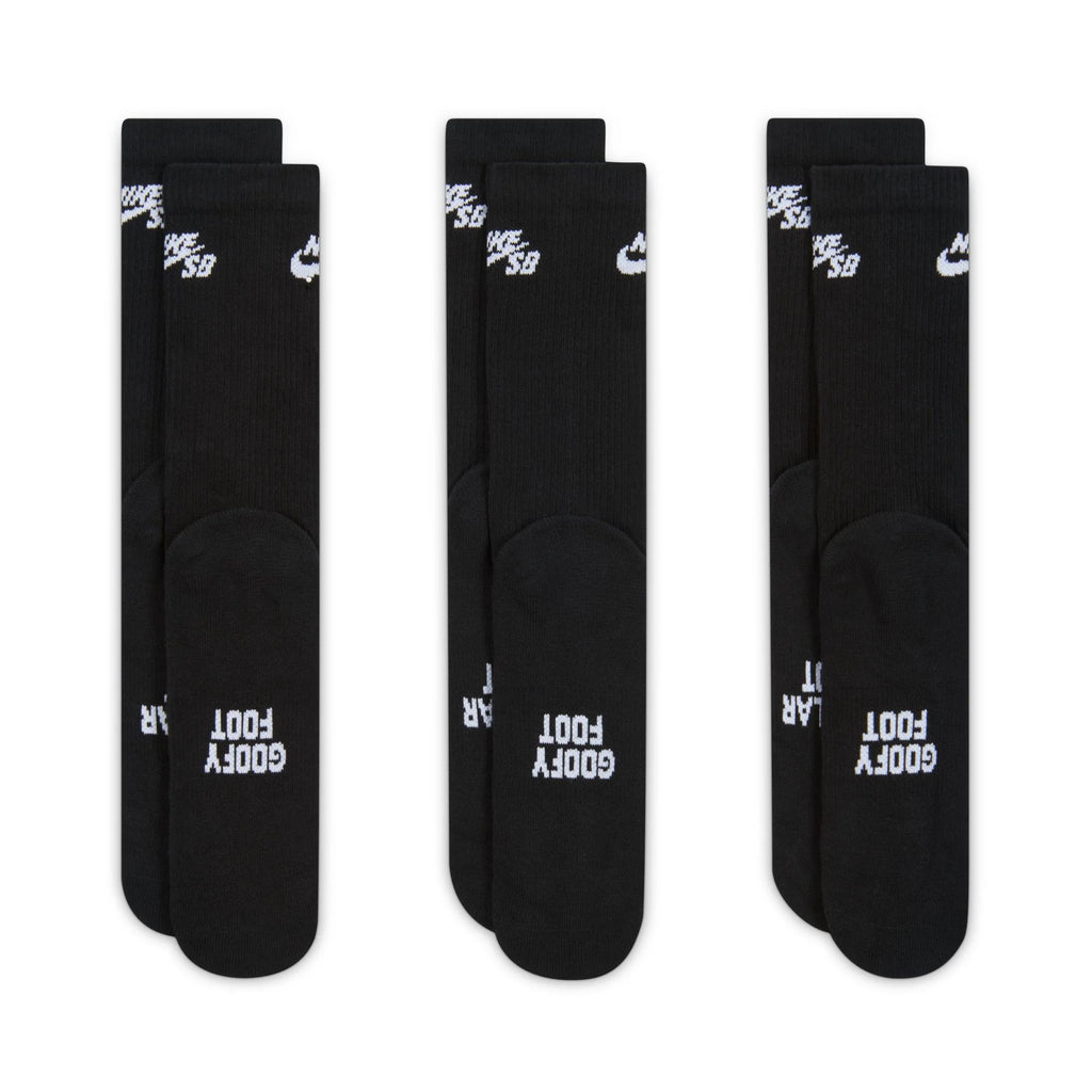 Nike SB Everyday Elevated Black Skate Socks 3 Pairs