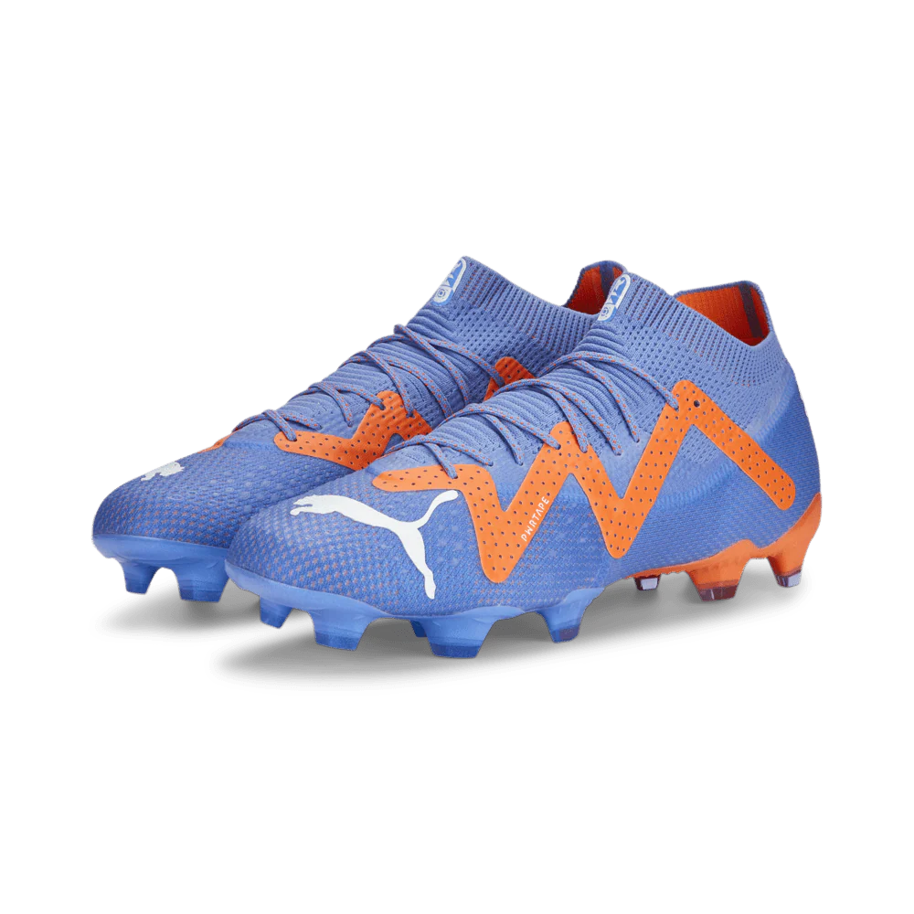 PUMA Future Ultimate FG AG Firm Ground Soccer Cleats Blue Glimmer White Ultra Orange