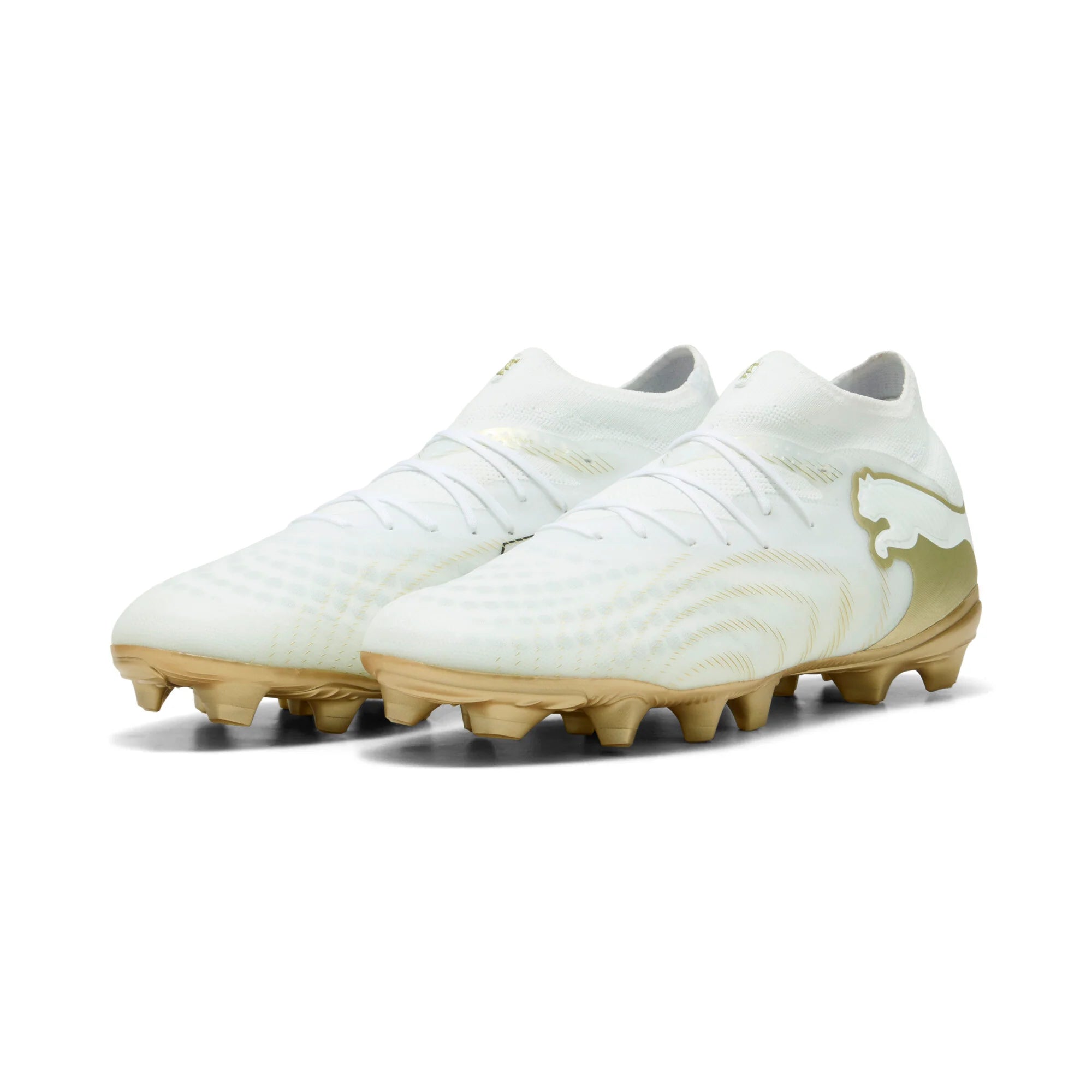 PUMA Future 9 Pro FG AG Firm Multi Ground Mens Soccer Cleats White Gold Black