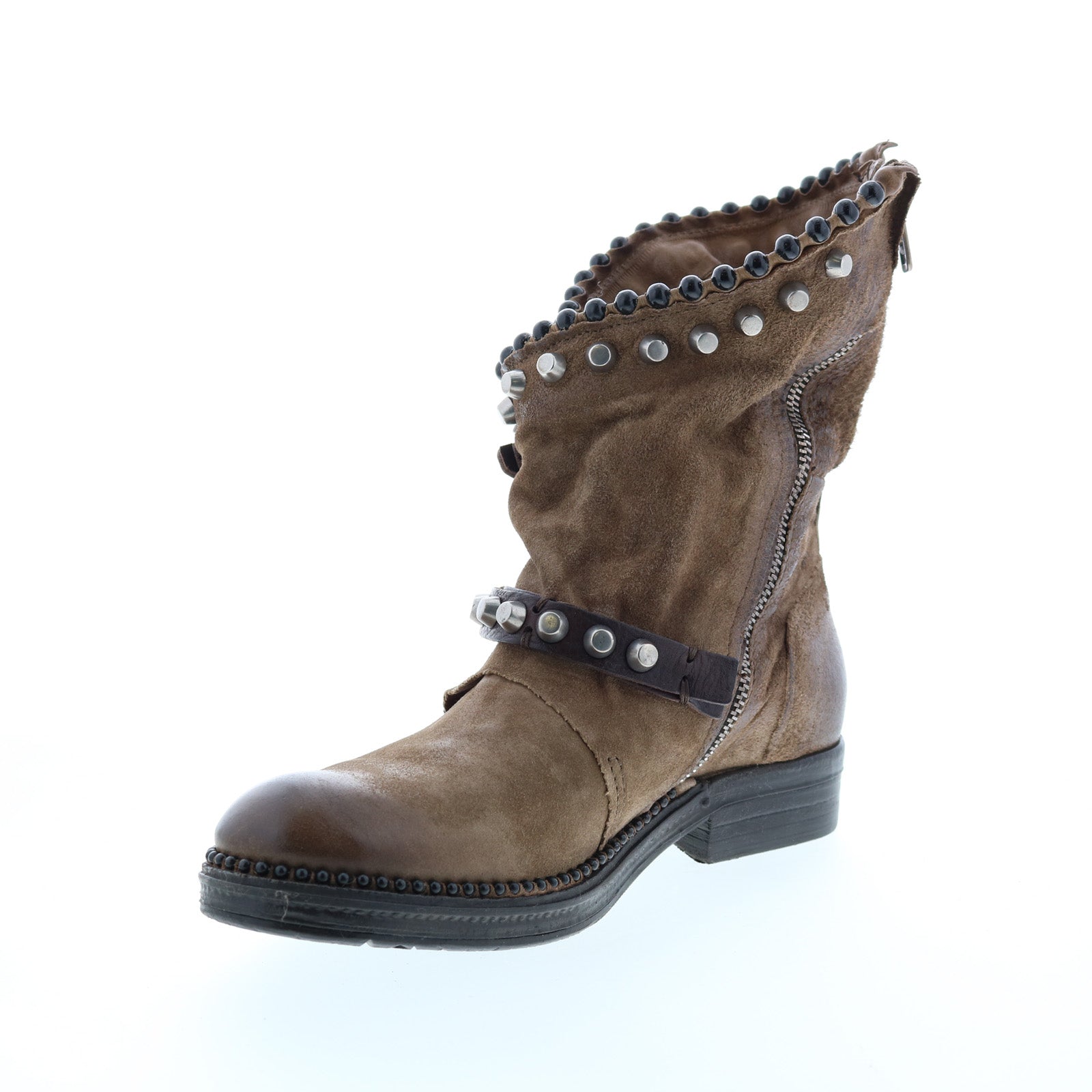 Vianne 250202-201 Womens Brown Leather Hook & Loop Mid Calf Boots