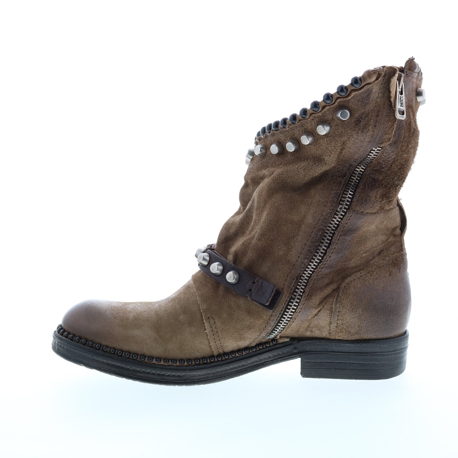 Vianne 250202-201 Womens Brown Leather Hook & Loop Mid Calf Boots