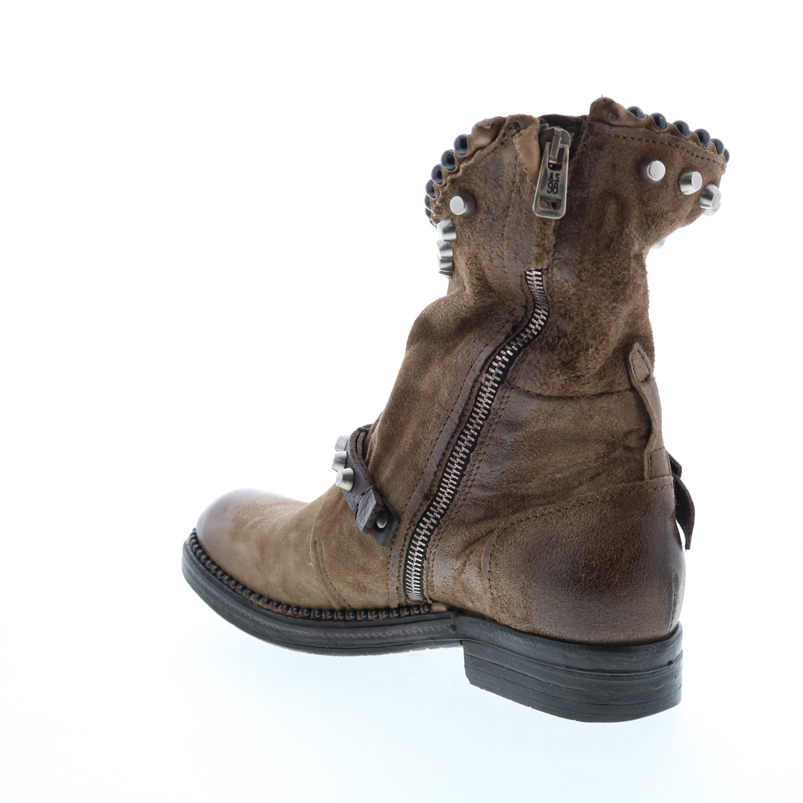 Vianne 250202-201 Womens Brown Leather Hook & Loop Mid Calf Boots