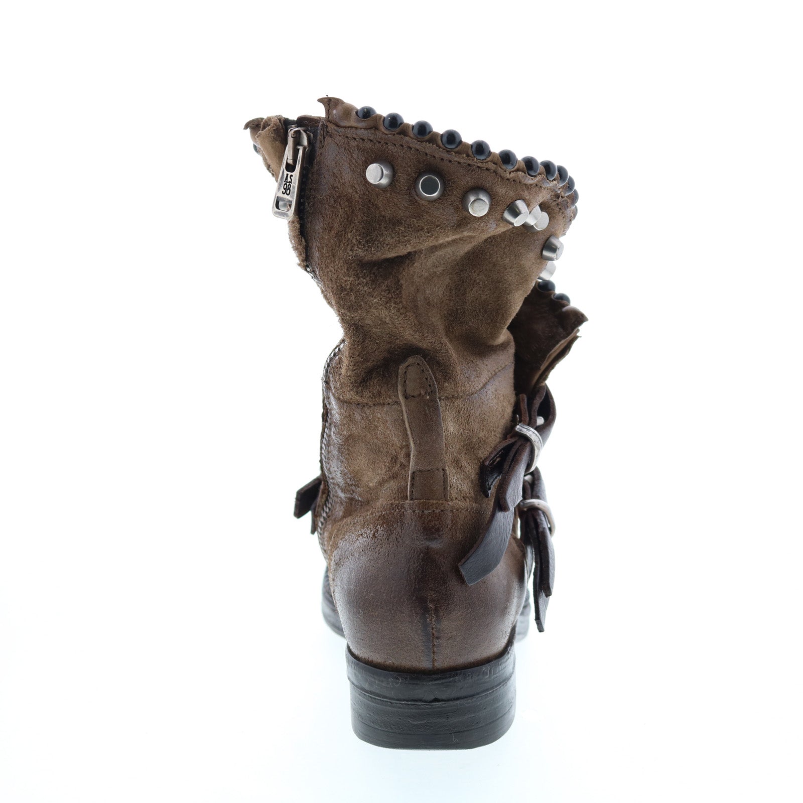 Vianne 250202-201 Womens Brown Leather Hook & Loop Mid Calf Boots