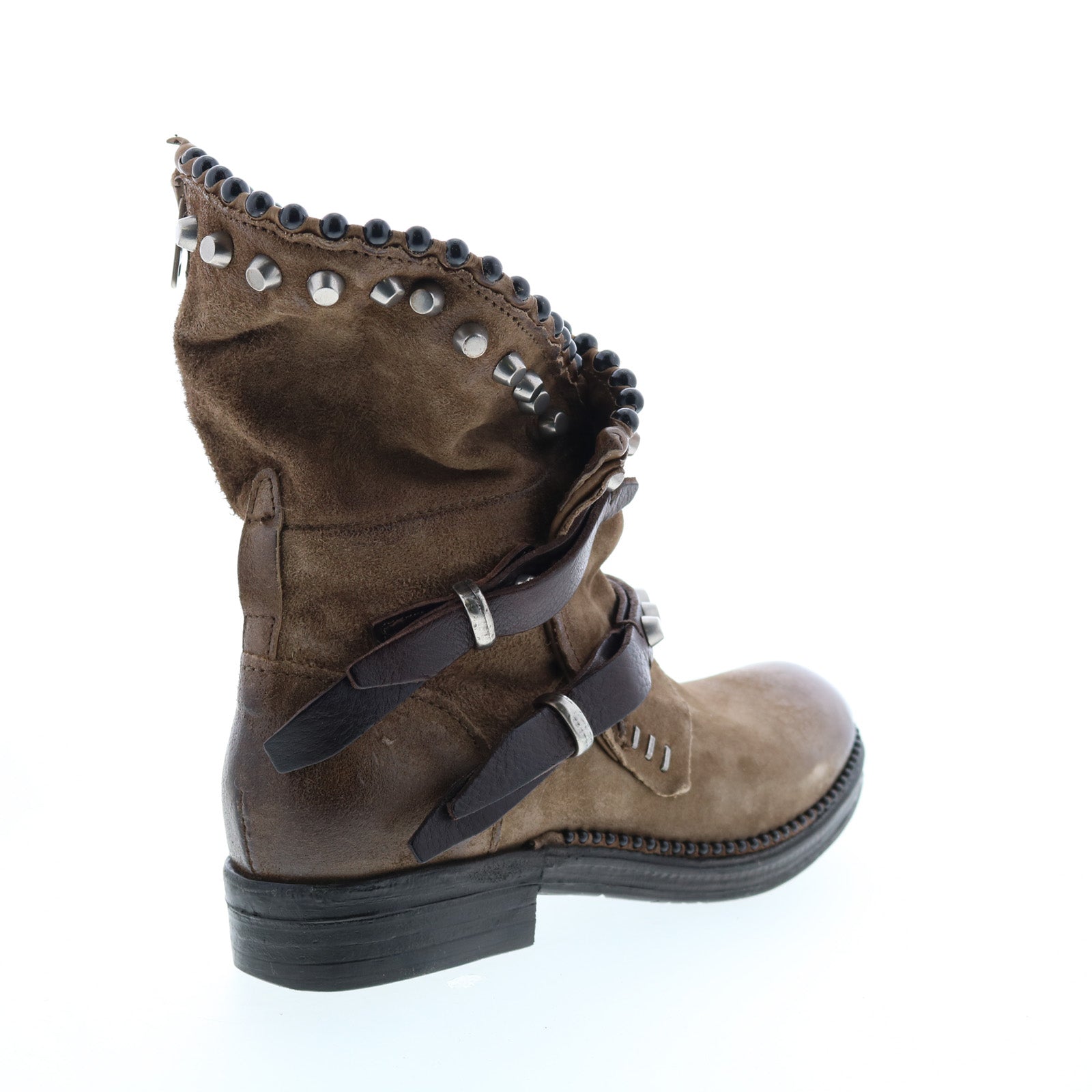 Vianne 250202-201 Womens Brown Leather Hook & Loop Mid Calf Boots