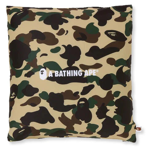 1st Camo Square Fluffy Beads Cushion Yellow