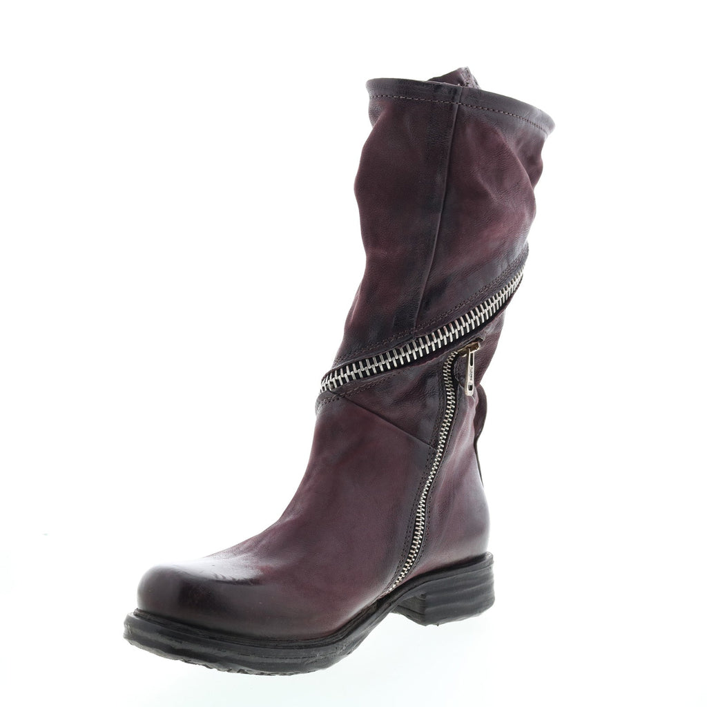 Siggs 259373-101 Womens Burgundy Leather Zipper Mid Calf Boots
