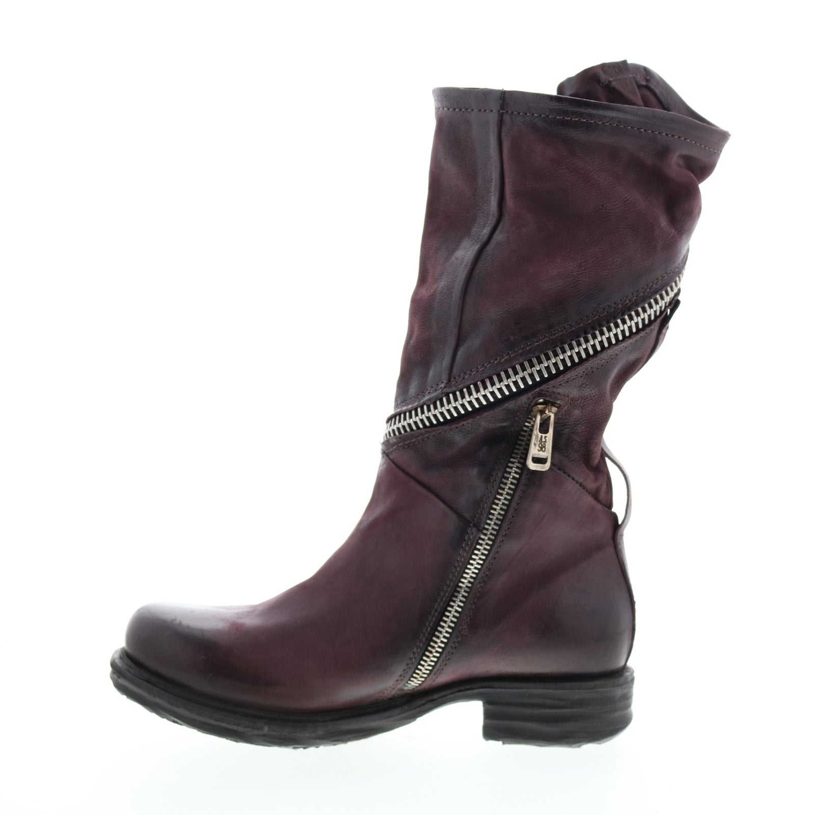 Siggs 259373-101 Womens Burgundy Leather Zipper Mid Calf Boots