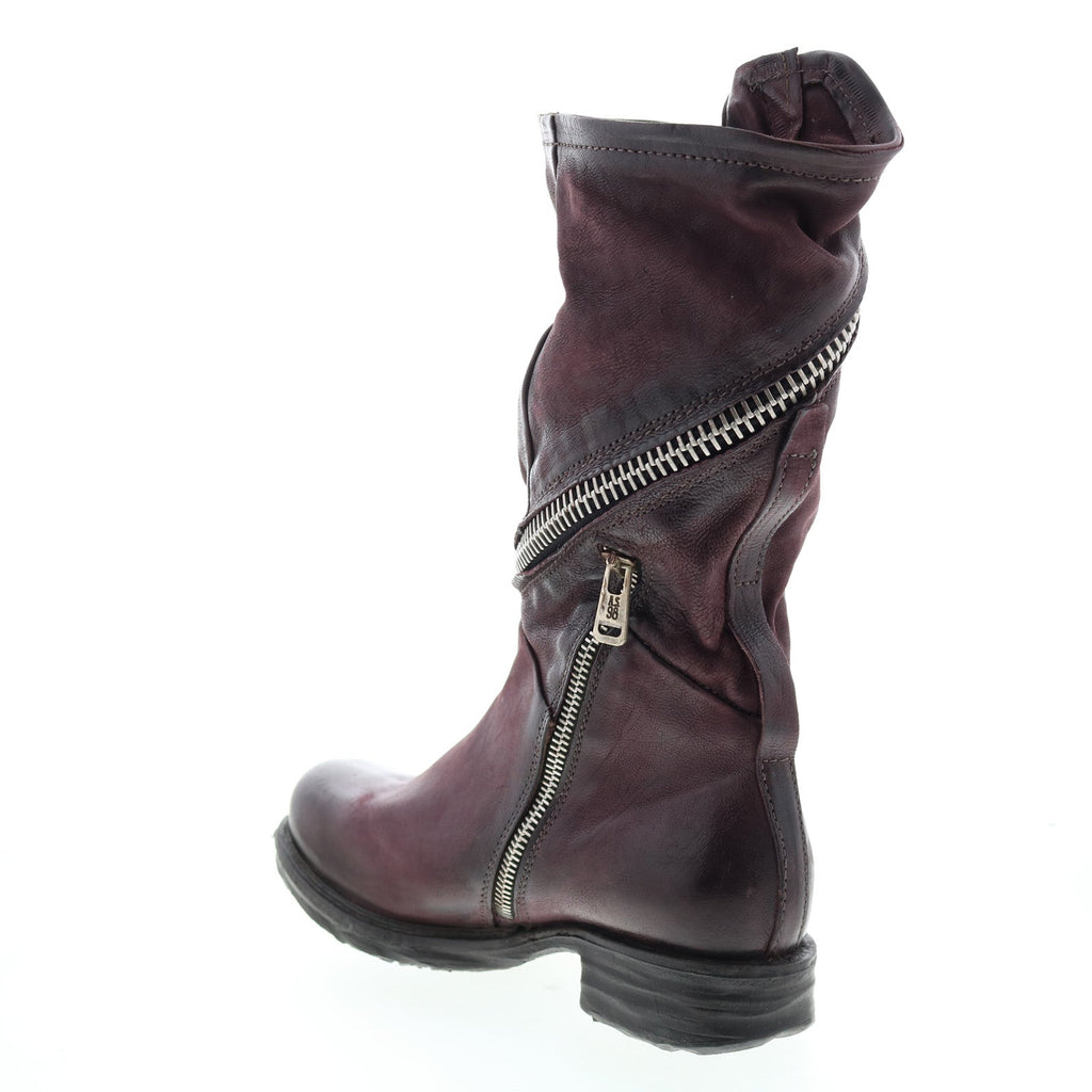 Siggs 259373-101 Womens Burgundy Leather Zipper Mid Calf Boots