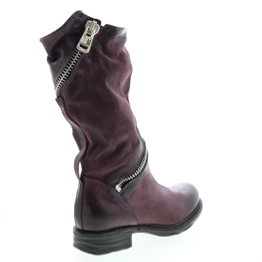 Siggs 259373-101 Womens Burgundy Leather Zipper Mid Calf Boots