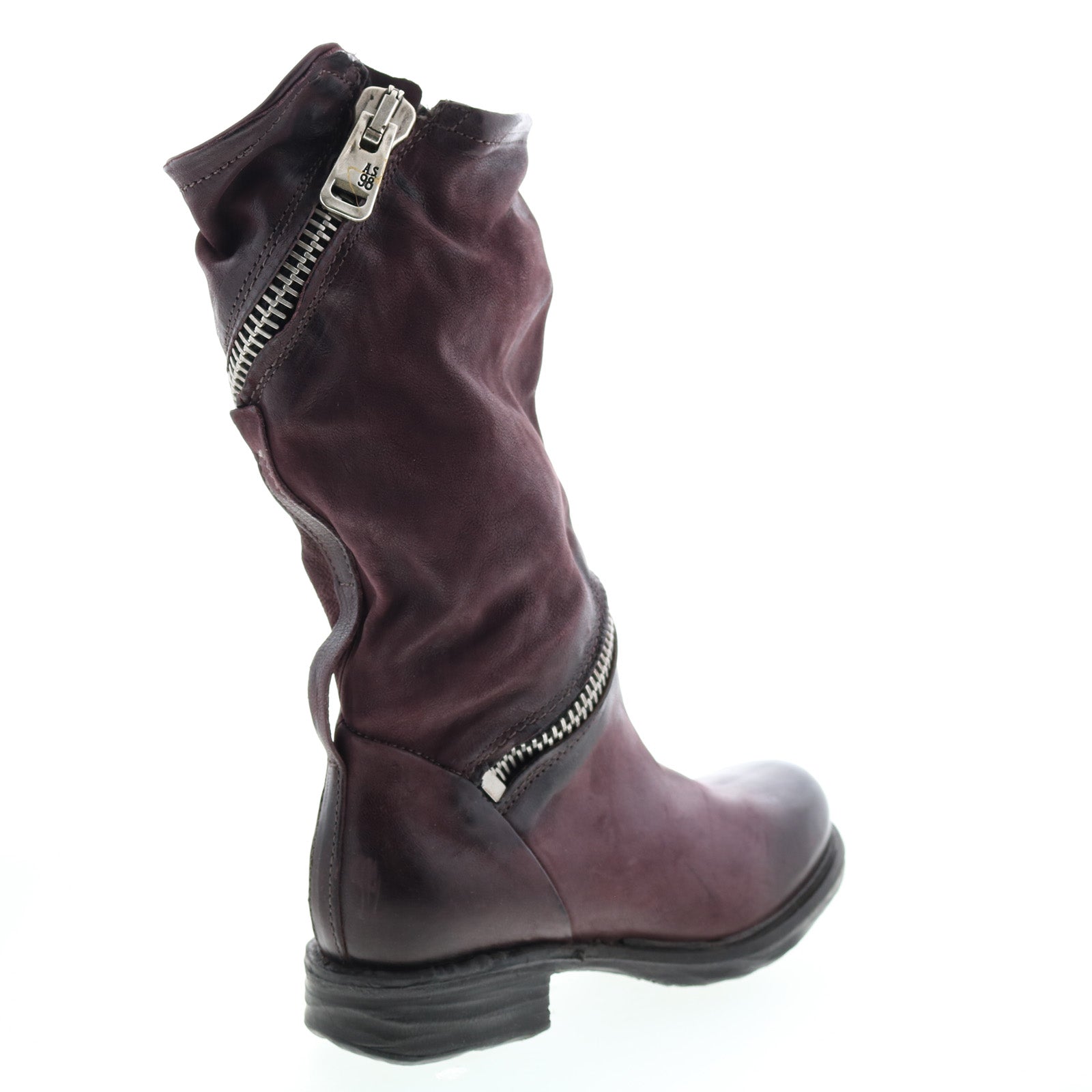 Siggs 259373-101 Womens Burgundy Leather Zipper Mid Calf Boots