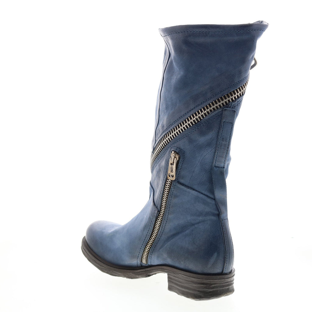 Siggs 259373-102 Womens Blue Leather Zipper Mid Calf Boots