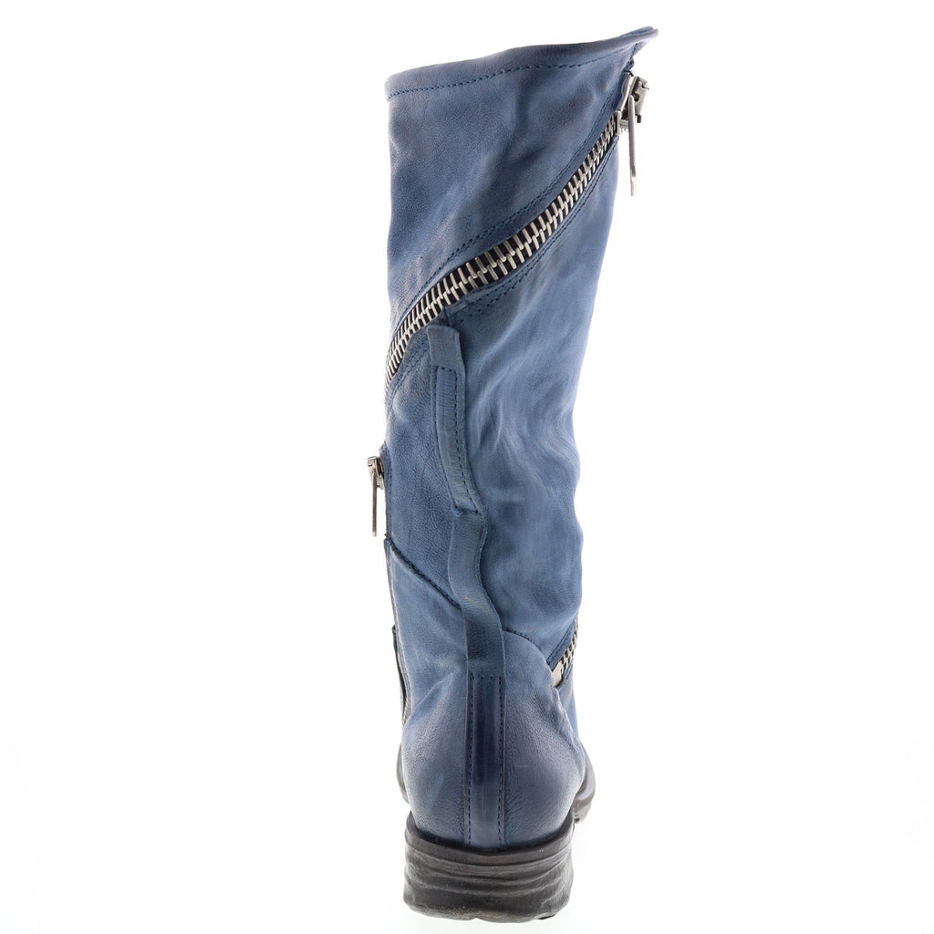 Siggs 259373-102 Womens Blue Leather Zipper Mid Calf Boots