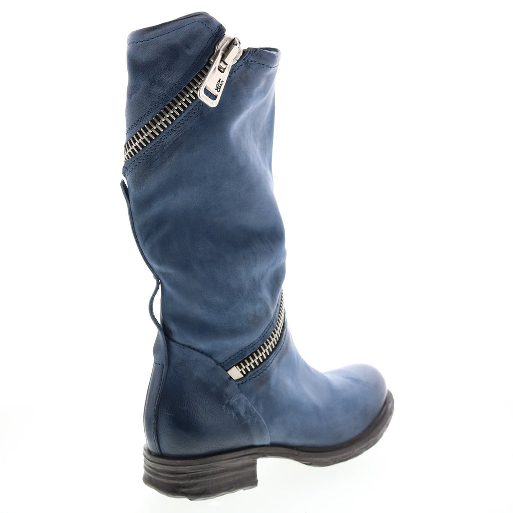 Siggs 259373-102 Womens Blue Leather Zipper Mid Calf Boots