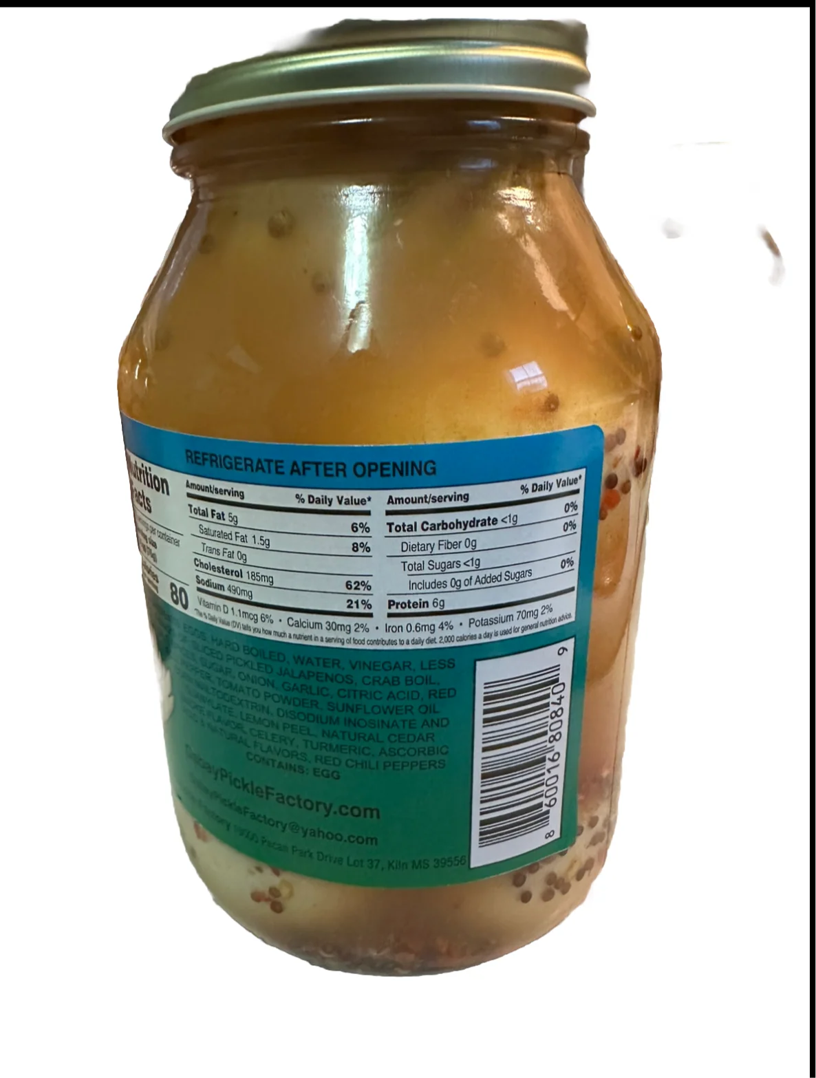32oz Large Jar Cajun Jalapeño Spicy Pickled Eggs | Bold Cajun Spice Brined Hard Boiled Eggs Portable Spicy Savory Snack