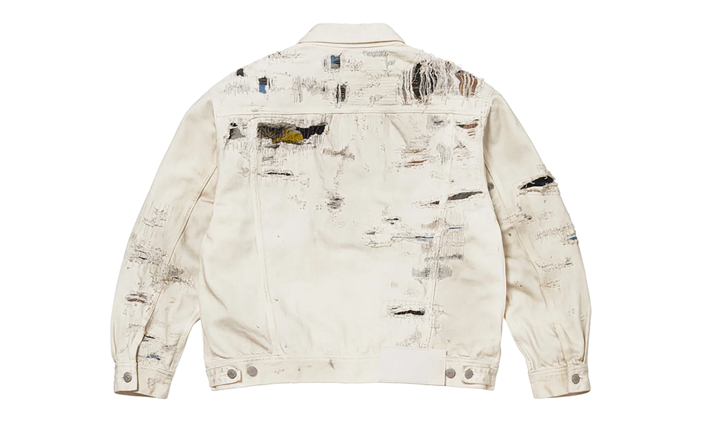 MM6 Maison Margiela Distressed Selvedge Denim Trucker Jacket "SS26 - Beige" SU27185