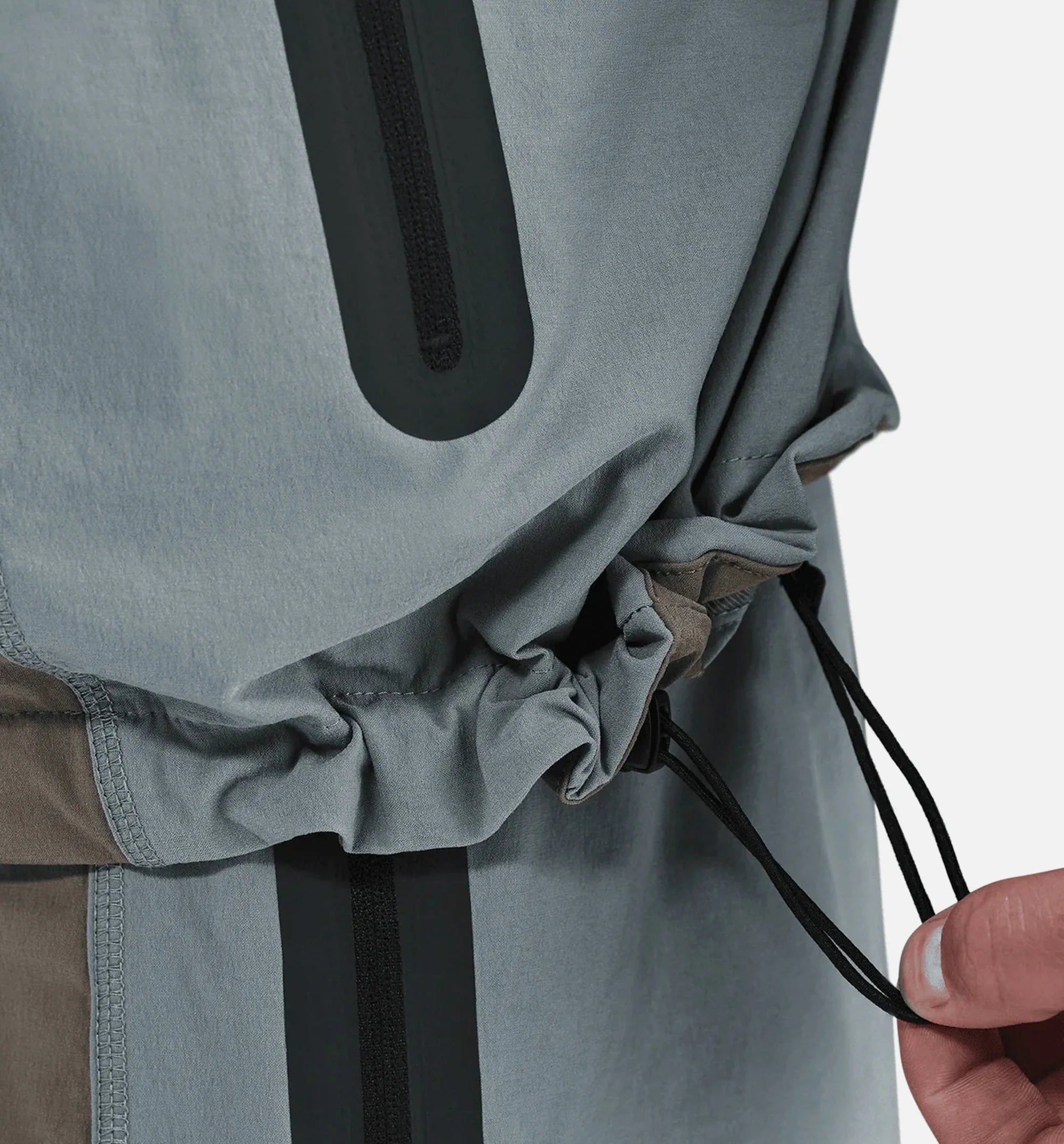 Tech Dri Fit Woven Color Block Windrunner Loose Mens Jacket Cave Stone Cool Grey Black