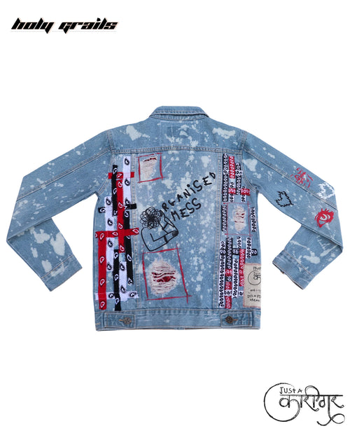 Organised Mess Blue Denim Jacket HG x Just A Karigar