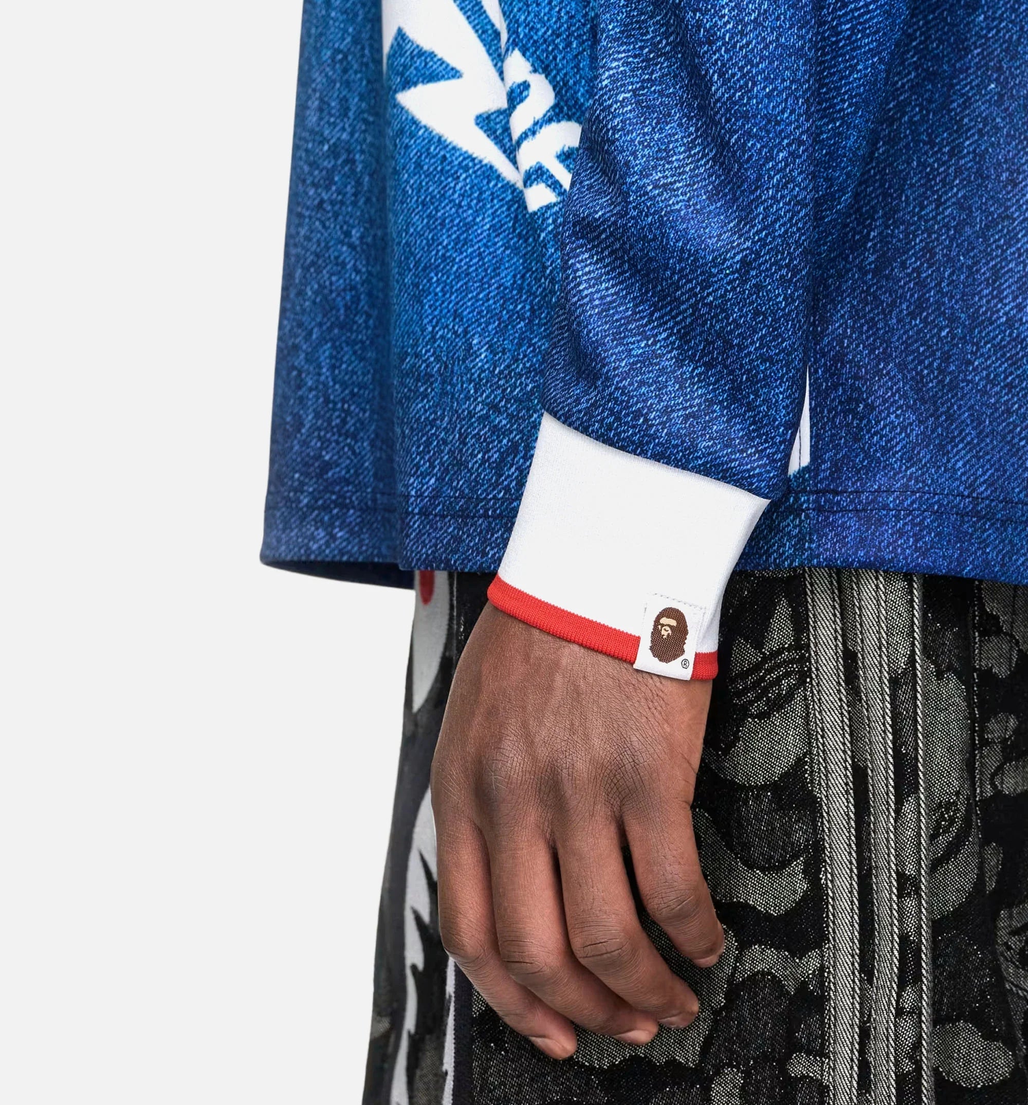 Bape Star Mens Long Sleeve Jersey Medium Blue Denim