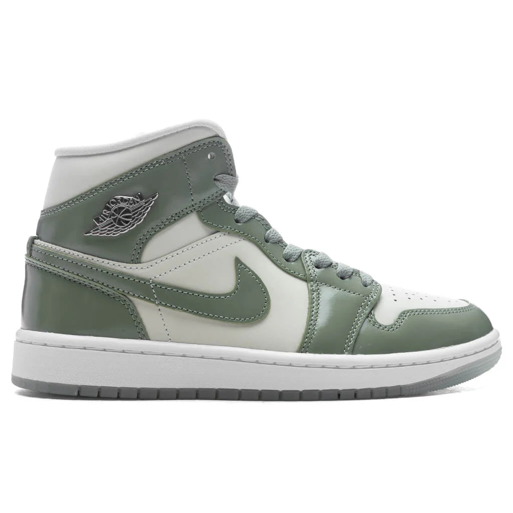 Womens Air Jordan 1 Mid SE Sea Glass Oil Green Metallic Silver